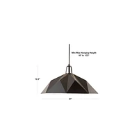 Maddox Black Faceted Large Pendant Light with Black Socket