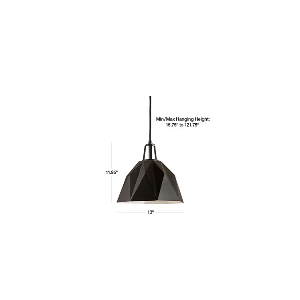 Maddox Black Faceted Small Pendant Light with Black Socket