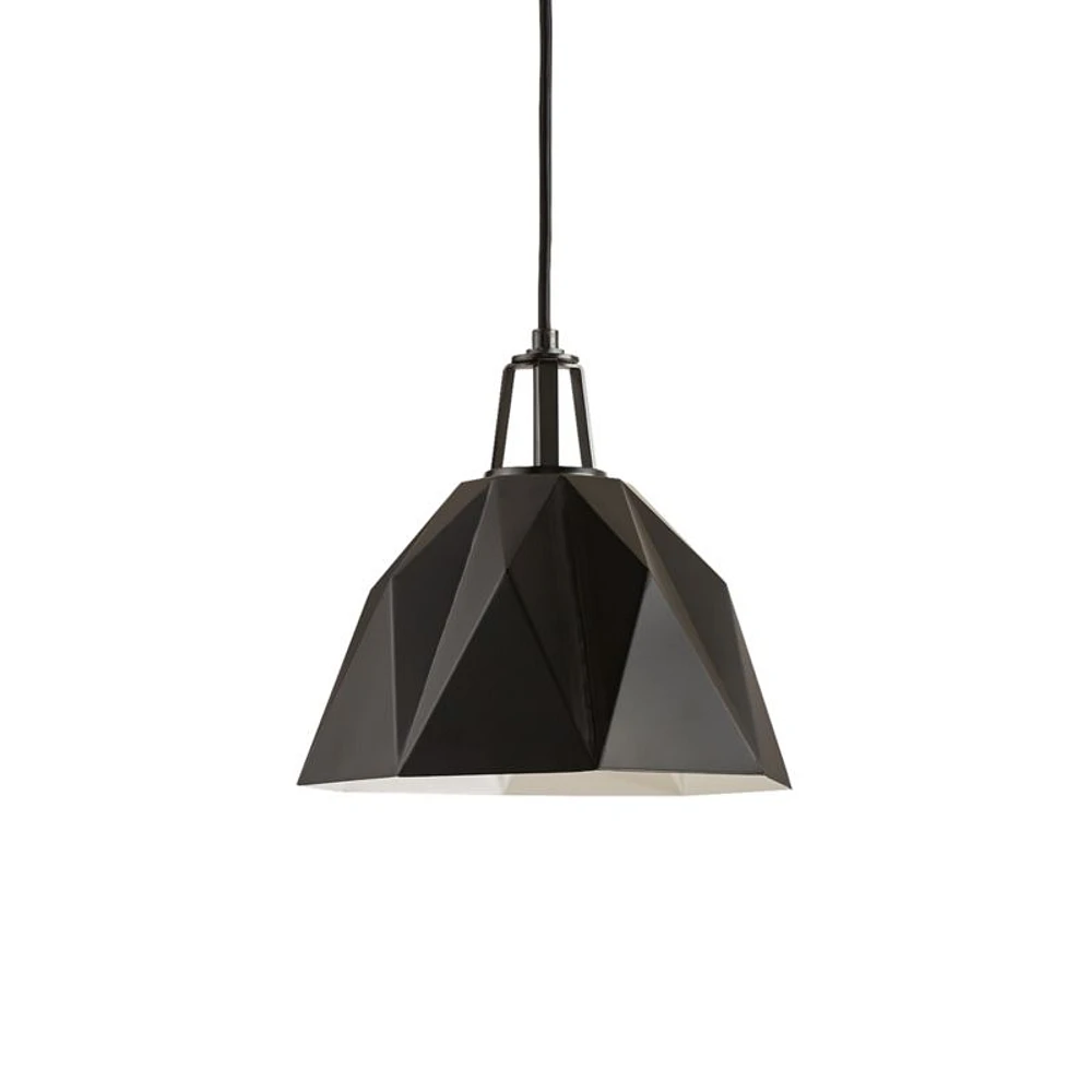 Maddox Black Faceted Small Pendant Light with Black Socket