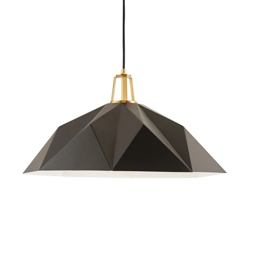 Maddox Black Faceted Large Pendant Light with Brass Socket