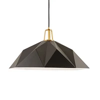 Maddox Black Faceted Large Pendant Light with Brass Socket