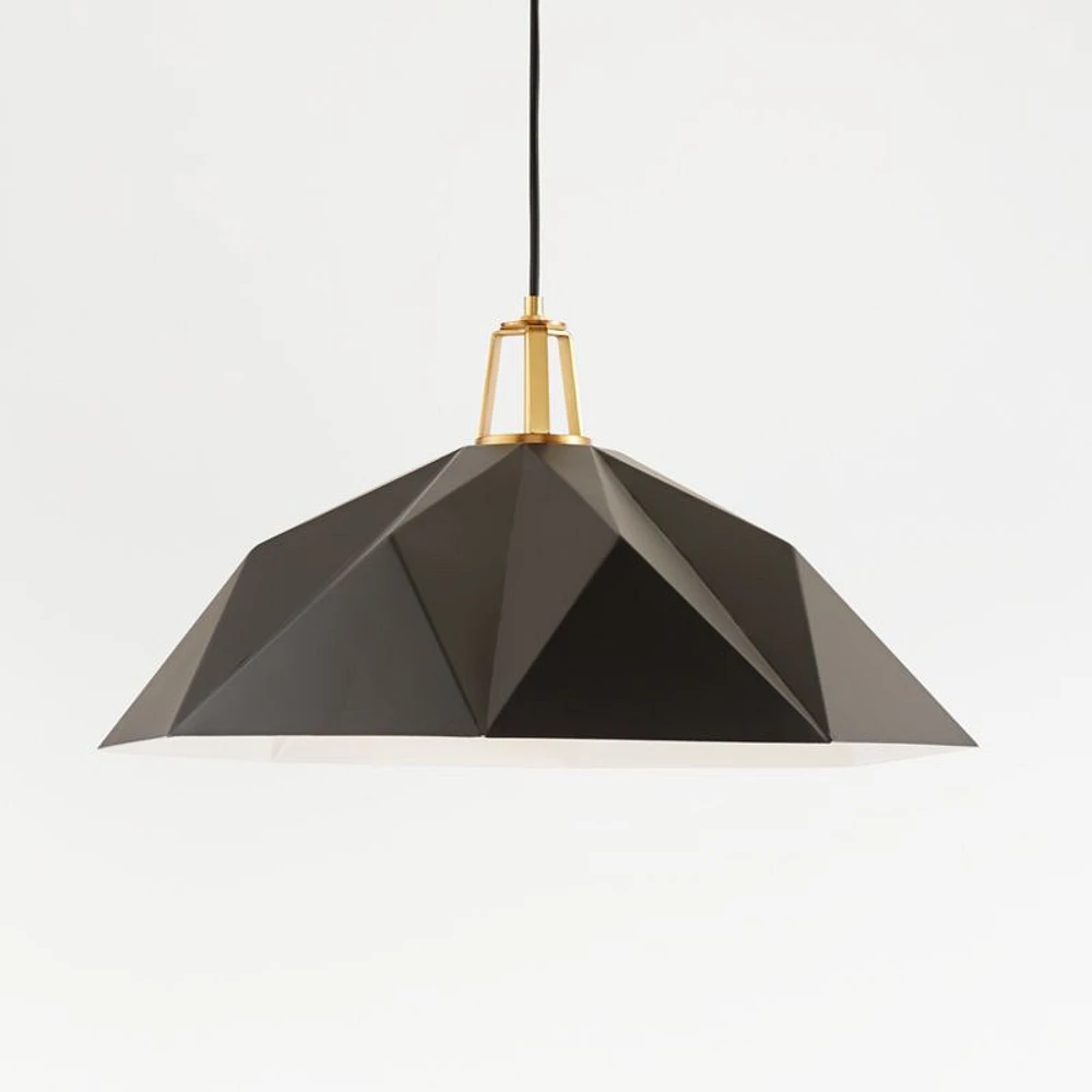 Maddox Black Faceted Large Pendant Light with Brass Socket