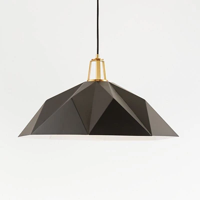 Maddox Black Faceted Large Pendant Light with Brass Socket