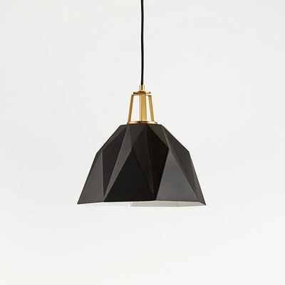 Maddox Black Faceted Small Pendant Light with Brass Socket