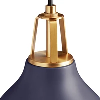 Maddox Navy Bell Small Pendant Light with Brass Socket