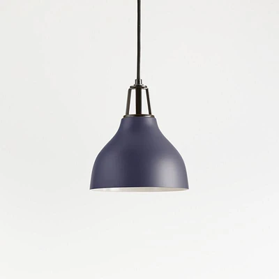 Maddox Navy Bell Small Pendant Light with Black Socket