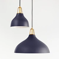 Maddox Navy Bell Small Pendant Light with Brass Socket