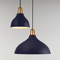 Maddox Navy Bell Small Pendant Light with Brass Socket