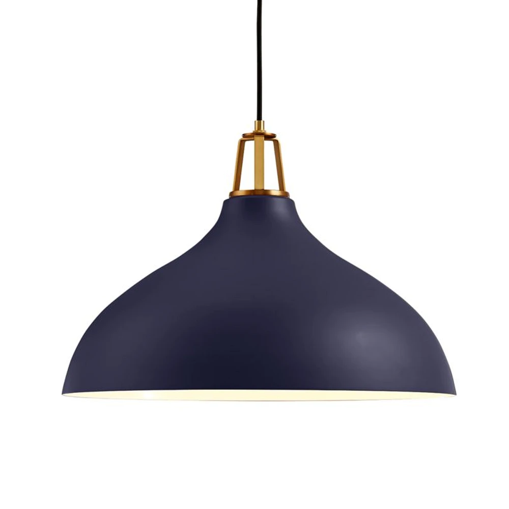Maddox Navy Bell Small Pendant Light with Brass Socket
