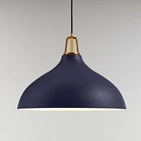 Maddox Navy Bell Small Pendant Light with Brass Socket