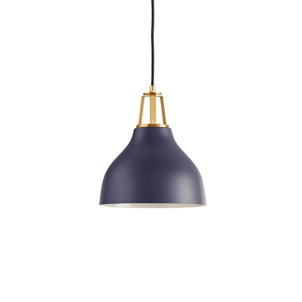 Maddox Navy Bell Small Pendant Light with Brass Socket