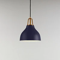 Maddox Navy Bell Small Pendant Light with Brass Socket