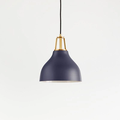 Maddox Navy Bell Small Pendant Light with Brass Socket