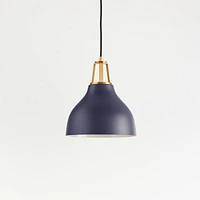 Maddox Navy Bell Small Pendant Light with Brass Socket