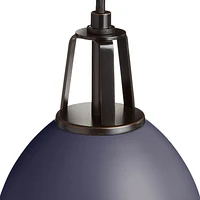 Maddox Navy Dome Large Pendant Light with Black Socket