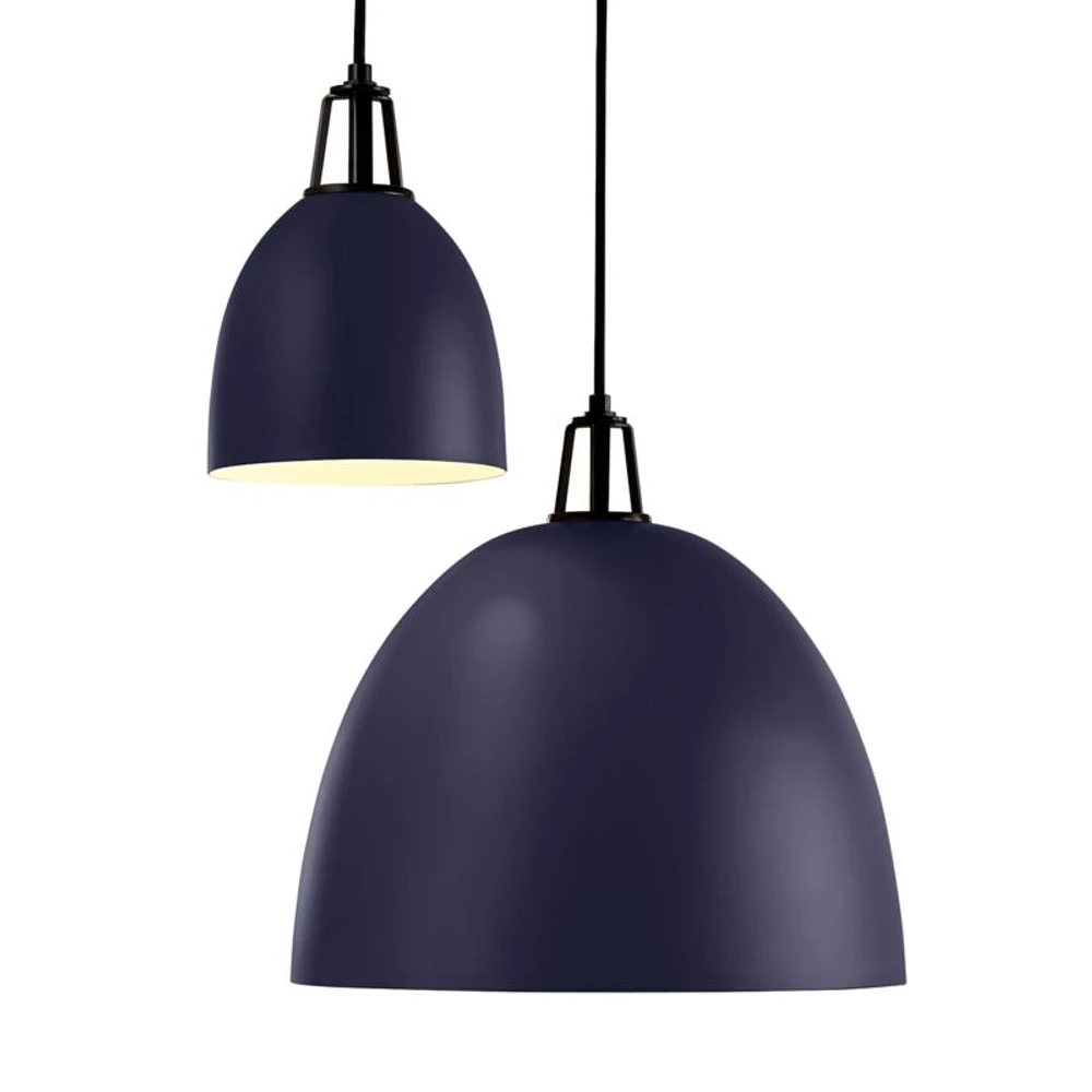 Maddox Navy Dome Large Pendant Light with Black Socket