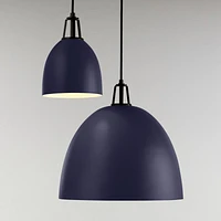 Maddox Navy Dome Large Pendant Light with Black Socket