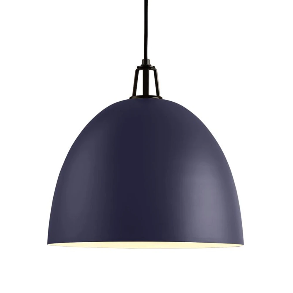 Maddox Navy Dome Large Pendant Light with Black Socket