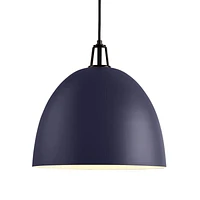 Maddox Navy Dome Large Pendant Light with Black Socket