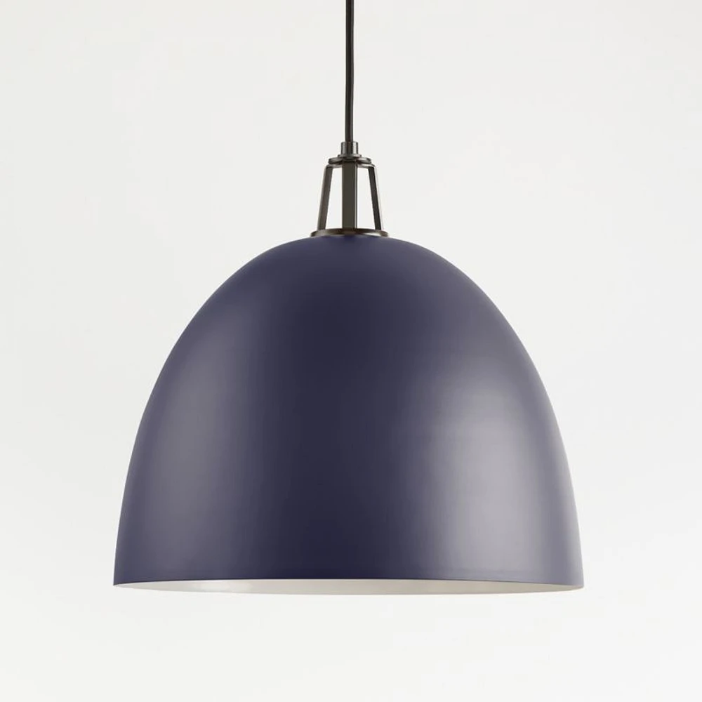 Maddox Navy Dome Large Pendant Light with Black Socket