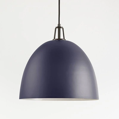 Maddox Navy Dome Large Pendant Light with Black Socket