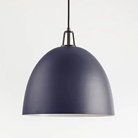 Maddox Navy Dome Large Pendant Light with Black Socket