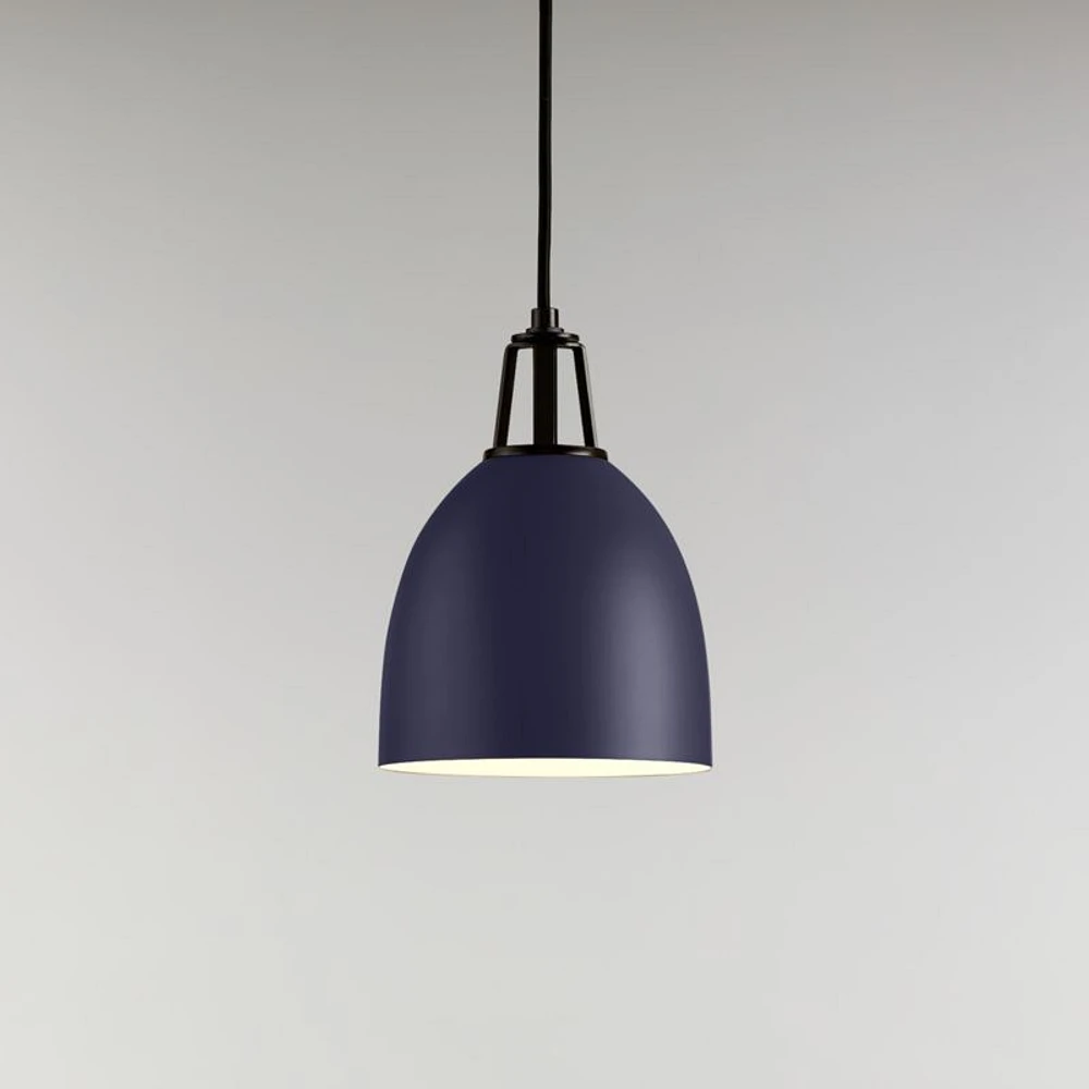 Maddox Navy Dome Large Pendant Light with Black Socket