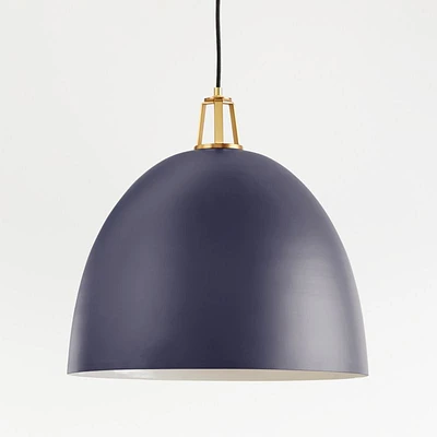 Maddox Navy Dome Pendant Light with Brass Socket