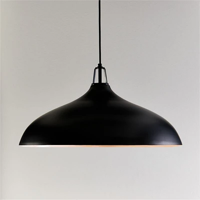 Maddox Oversized Black Dome Pendant Light with Black Socket