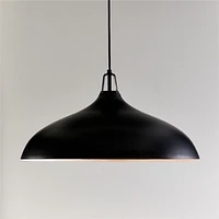 Maddox Oversized Black Dome Pendant Light with Black Socket