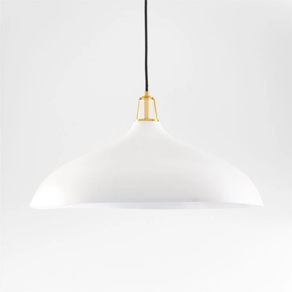 Maddox Oversized White Dome Pendant Light with Brass Socket