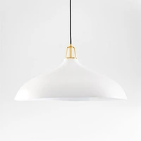 Maddox Oversized White Dome Pendant Light with Brass Socket