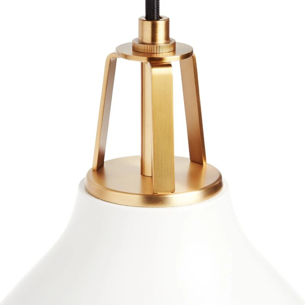 Maddox White Bell Small Pendant Light with Brass Socket
