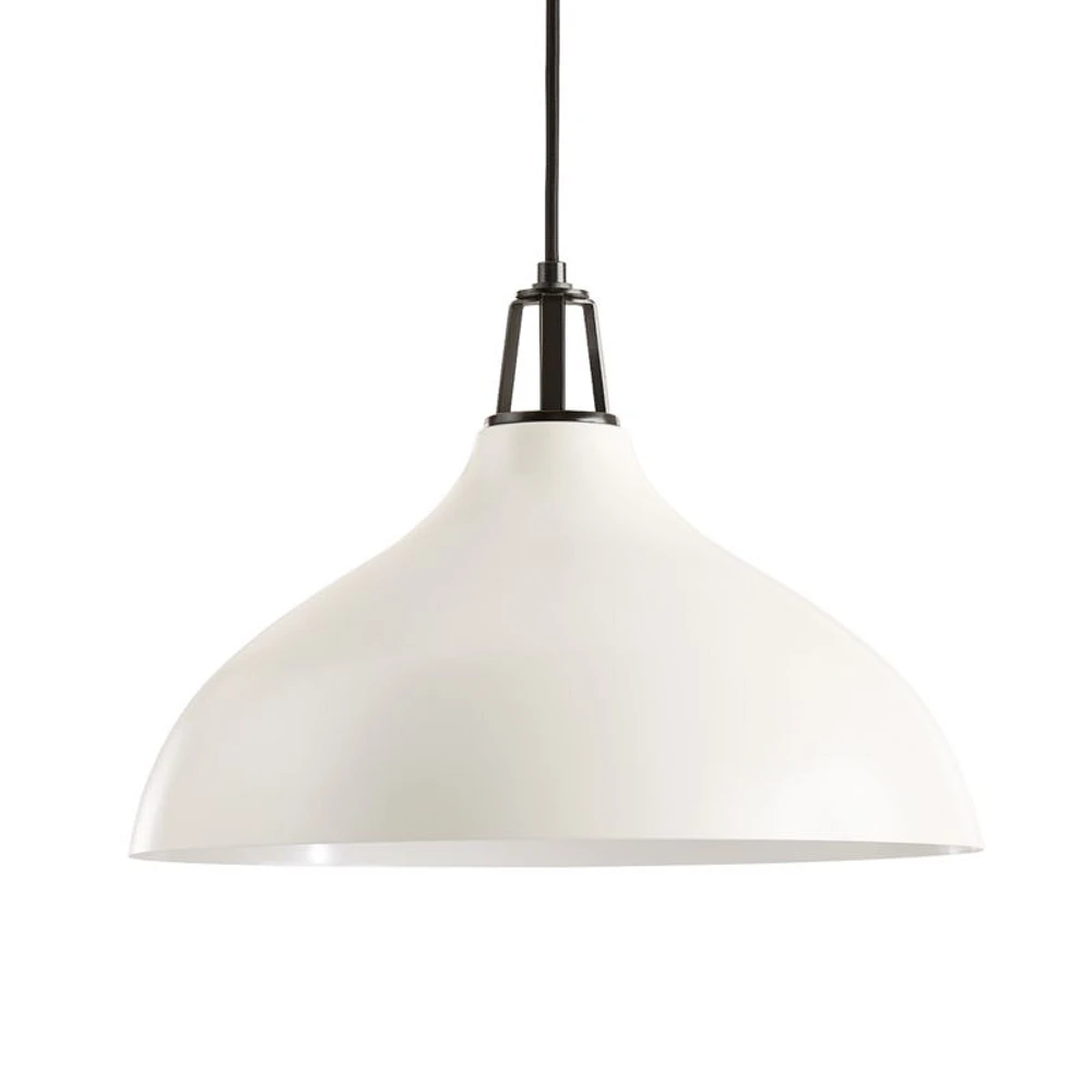 Maddox White Bell Large Pendant Light with Black Socket