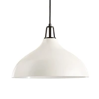 Maddox White Bell Large Pendant Light with Black Socket