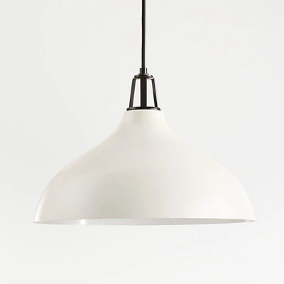 Maddox White Bell Large Pendant Light with Black Socket