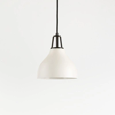 Maddox White Bell Small Pendant Light with Black Socket