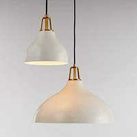 Maddox White Bell Small Pendant Light with Brass Socket