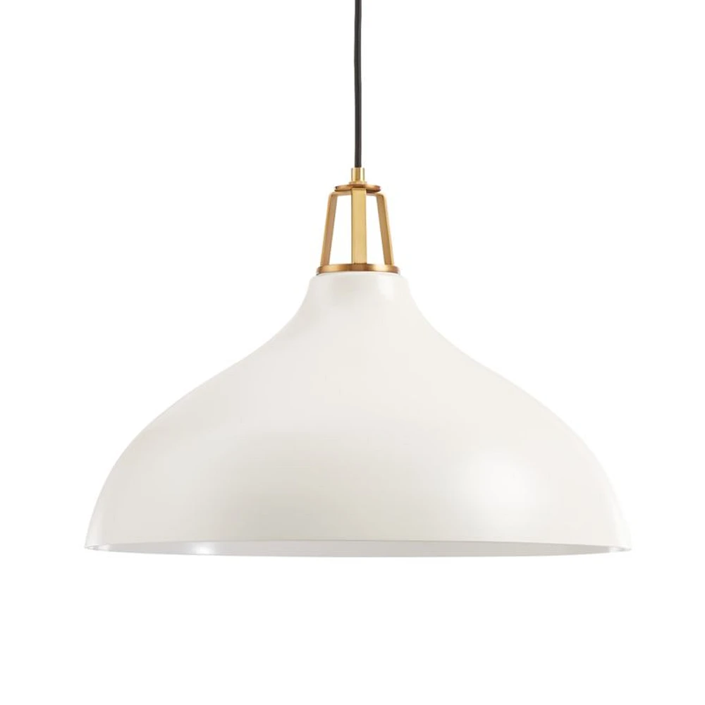 Maddox White Bell Large Pendant Light with Brass Socket
