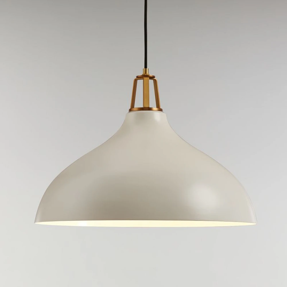 Maddox White Bell Small Pendant Light with Brass Socket