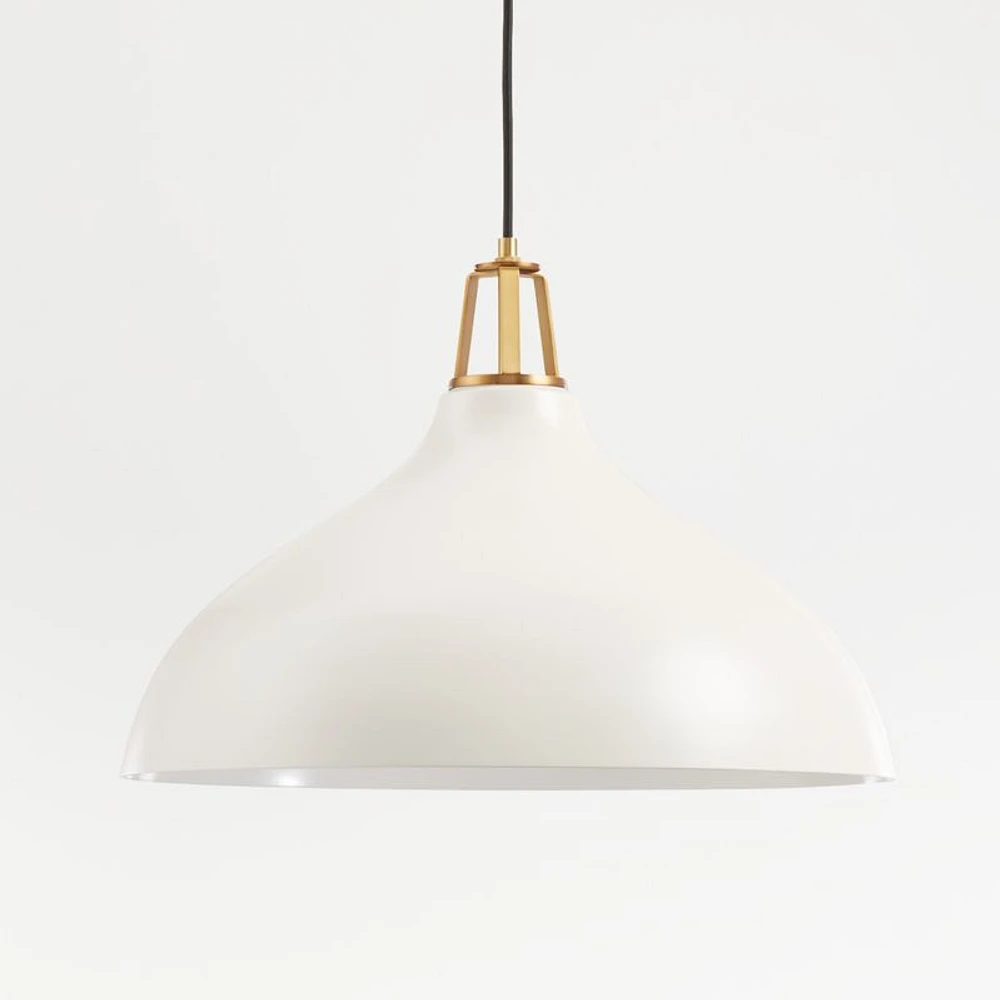 Maddox White Bell Large Pendant Light with Brass Socket