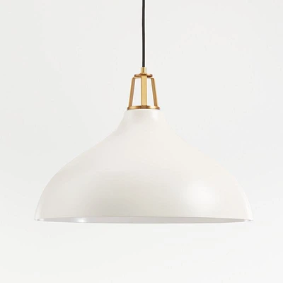 Maddox White Bell Large Pendant Light with Brass Socket