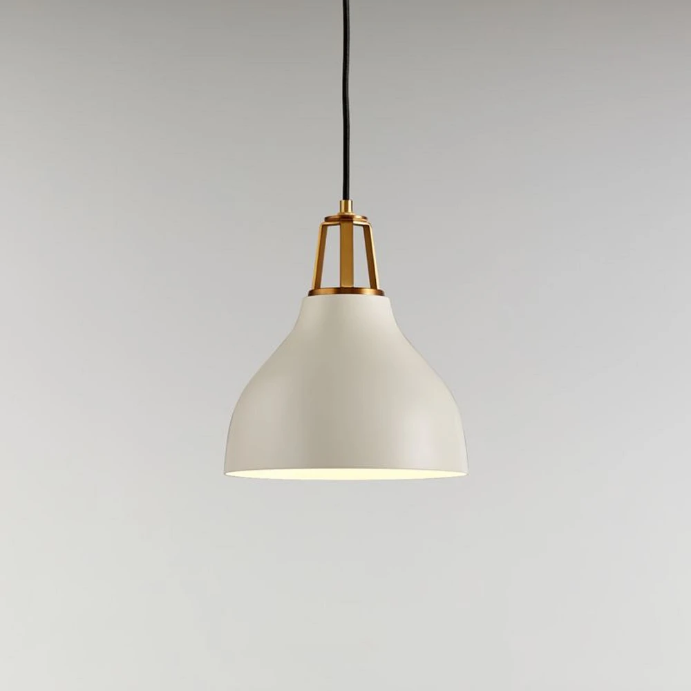 Maddox White Bell Small Pendant Light with Brass Socket