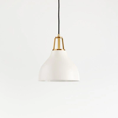 Maddox White Bell Small Pendant Light with Brass Socket