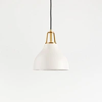 Maddox White Bell Small Pendant Light with Brass Socket