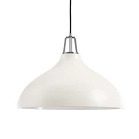 Maddox White Bell Large Pendant Light with Nickel Socket