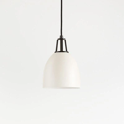 Maddox White Dome Small Pendant Light with Black Socket