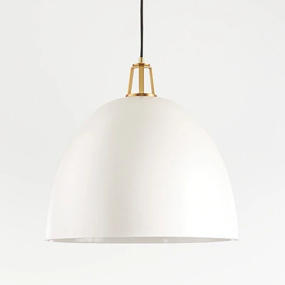 Maddox White Dome Large Pendant Light with Brass Socket