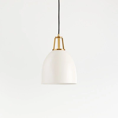 Maddox White Dome Small Pendant Light with Brass Socket