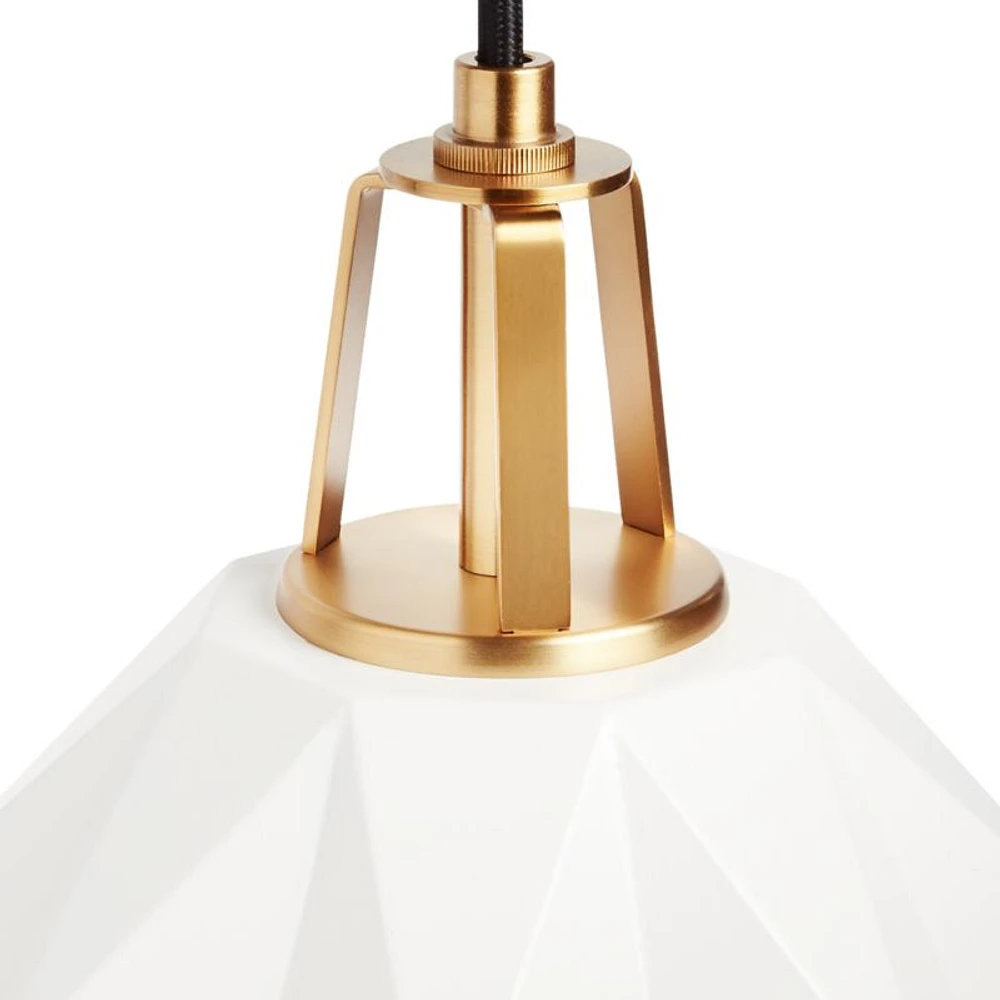 Maddox White Faceted Pendant Light with Brass Socket